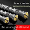 Four-Flute Extended Rotary Hammer Drill Bit for Concrete and Cement with Square Shank