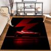 Red Sports Car with Bolt Design Rug Non-slip Rug Suitable for Living Room and Bedroom Sofas.