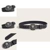 Punk Skull Leather Belt For Men With Metal Snap Closure For Casual Streetwear