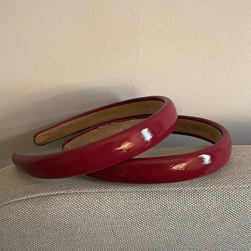 Retro Rødt Lær Svamp Hodebånd For Kvinner Temperament Hårbøyle Vaske Ansikt Hårbånd Kvinnelig Fest Hårtilbehør Gave