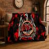 Retro Slayer Heavy Metal Rcck Band Sign Flannel Blanket Soft Warm Throw Blanket for Bedroom Living Room Bed Travel Picnic Gift