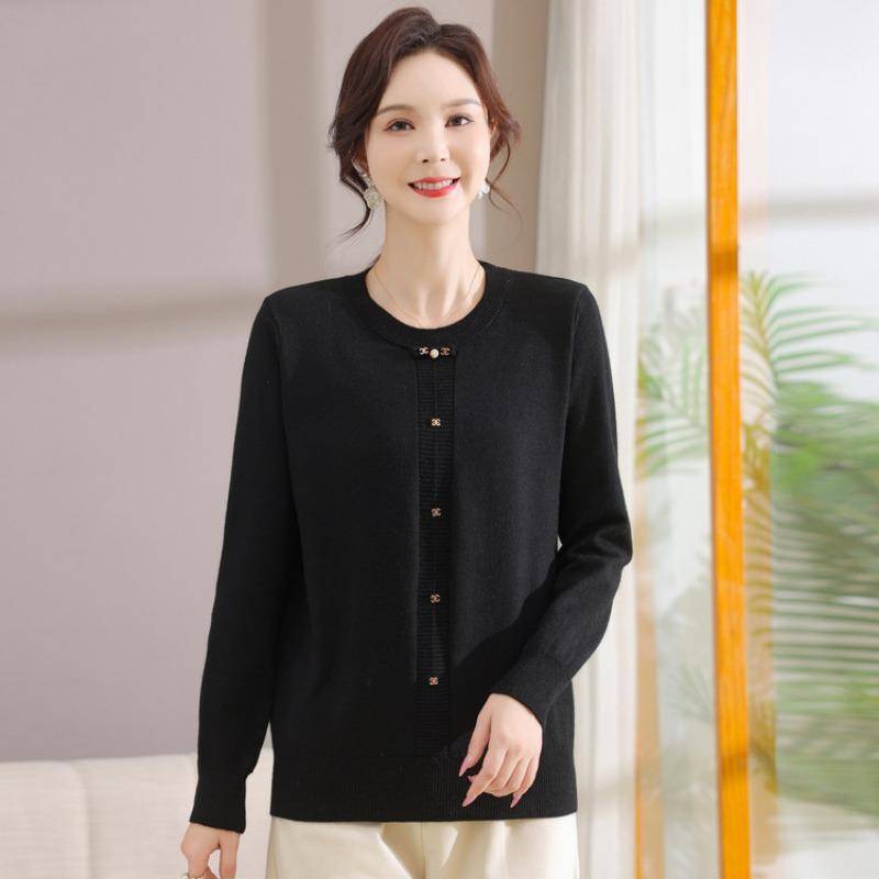 Light mother autumn knitted shirt middle-aged and elderly women's clothing spring and autumn fashion sweater noble bottoming shirt top