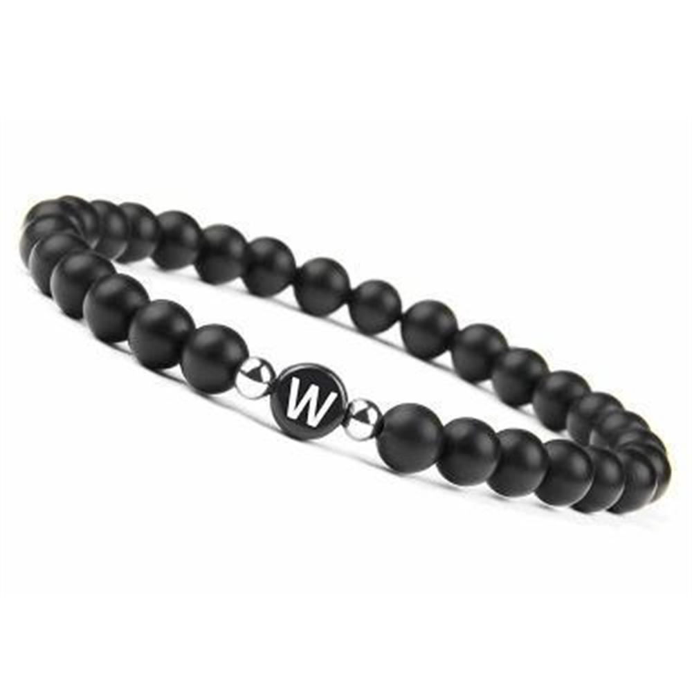 6mm 26 Písmen Náramek Unisex Černý Matný Kámen Korálkový Náramek Ručně Vyráběný DIY Náramek pro Ženy Muže Páry Dárky k Přátelství
