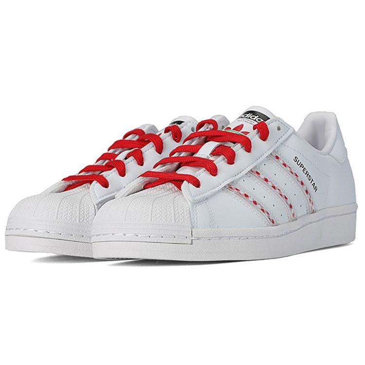 Adidas Originals Superstar Durable Lightweight Low-Top Skate Shoes Unisex Sneakers White Red Black FZ2822