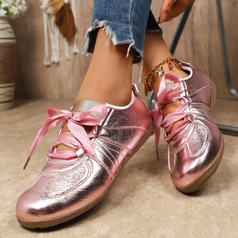 Scarpe da Ginnastica Tedesche Uniche Color Oro di Grandi Dimensioni – Stringate Casual Atletiche Versatili Retro Board Sneakers da Donna
