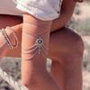 Summer Retro Ethnic Style Hollowed Out Turquoise Water Drop Ankle Chains Bare Feet Women's Beach Fashion Accessories