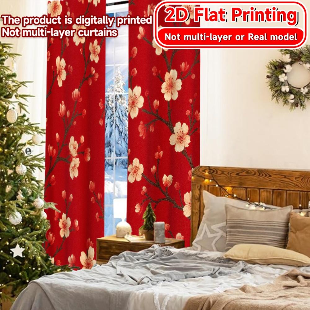 2D Flat Printing  2pcs Festive Harmony Popular Contemporary Curtains Versatile Fabric Curtains Thermal Insulation   and Room