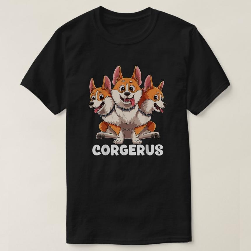 

Corgerus Funny Greek Myths Three Headed Corgi Dog T-Shirt 100% Cotton O-Neck Short Sleeve Summer Casual Mens T-shirt Size S-3XL 3XL