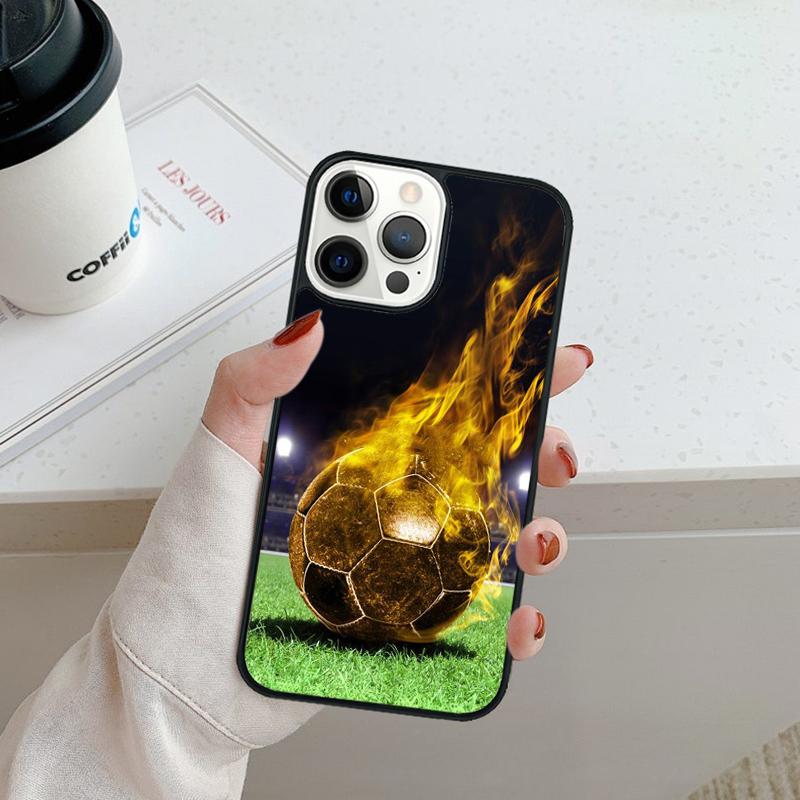 Fire Football Soccer ball Phone Case For iPhone 17 Air 16 pro max 15 14 plus 12 13 Shell Cover coque