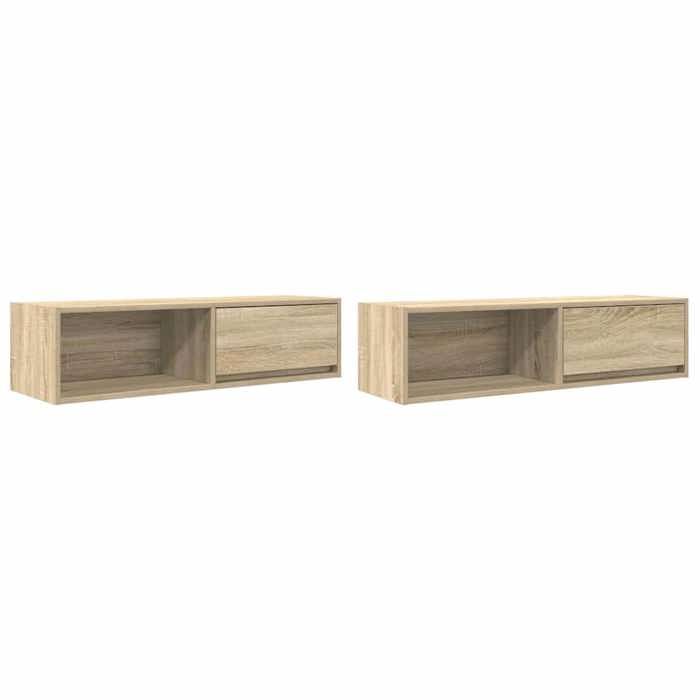 VidaXL Meubles TV 2 pcs chêne sonoma 100x31x25,5 cm bois d'ingénierie, banc TV, meuble hifi, centre de divertissement, 861477