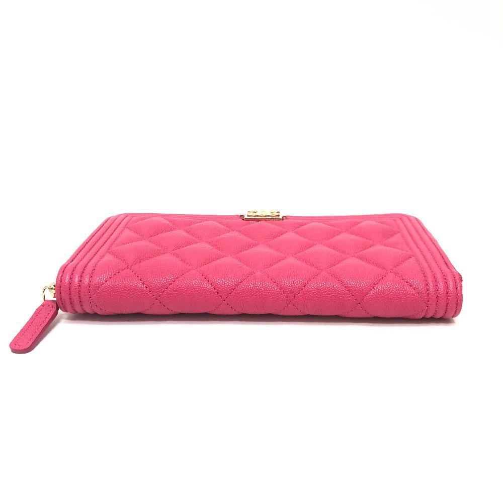 Chanel A80288 Boy Chanel Zip Around Long Caviar Leather pink/GoldHardware Unused