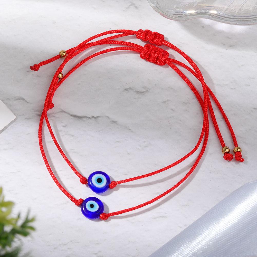 Evil Eye Red & Black Braided Bracelet with Turkish Charm