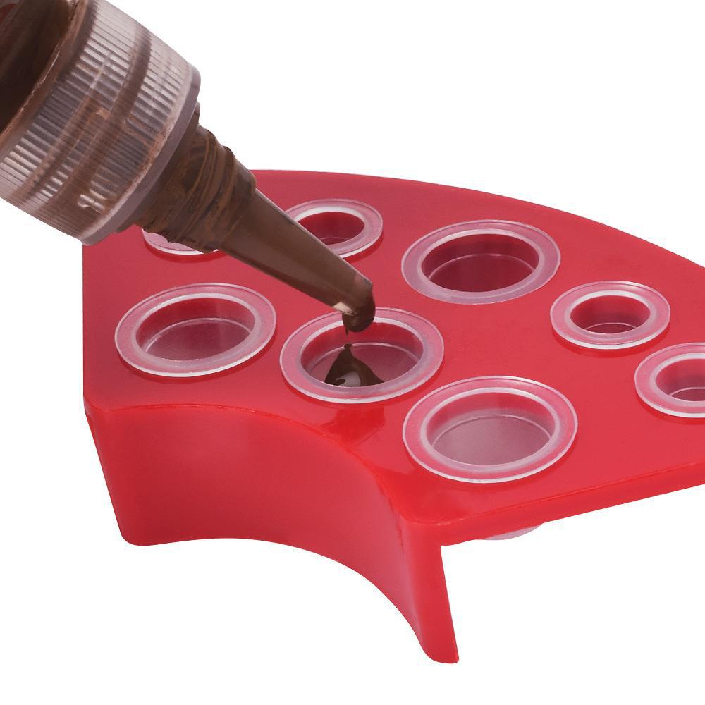 8-Hole Permanent Makeup Pigment Holder Fan-Shaped Mixing Cup Display Stand