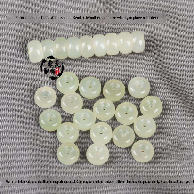 Natural Hetian Jade Spacer Bead Bracelet – Lake Green & White Jade Seed Beads for String Accessories