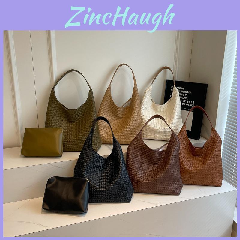 Minimalist Pu Woven Tote Bag For Women With Solid Color For Office And Shopping