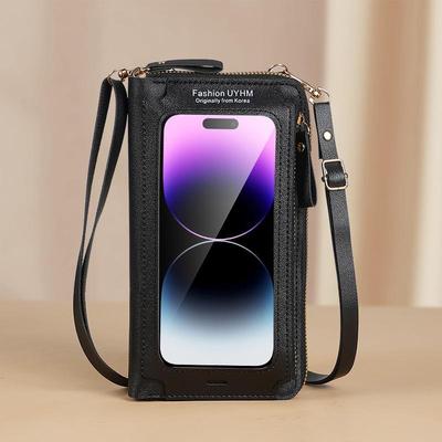 Bolsa Transversal Feminina Antifurto com Tela Sensível ao Toque 2024 - Mini Carteira de Ombro Versátil Transparente para Celular