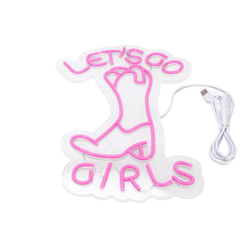 LED Neon Light Lets Go Girls Boot Sign Wall Decoration for Bachelor Birthday Party Photography Prop