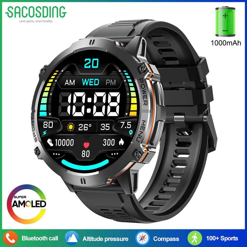 Nová vojenská T-REX3 GPS Track Chytré hodinky pro muže 1000mAh Velká baterie 10ATM Vodotěsné HD Bluetooth volání Venkovní sportovní chytré hodinky