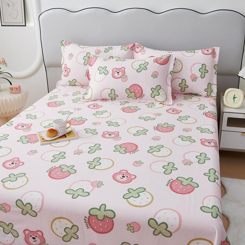 Cotton Bed Sheet  Cartoon Panda Animals Printed Double Top King Sheets for Girls Boys Kids Single Queen King Size Bed Linen