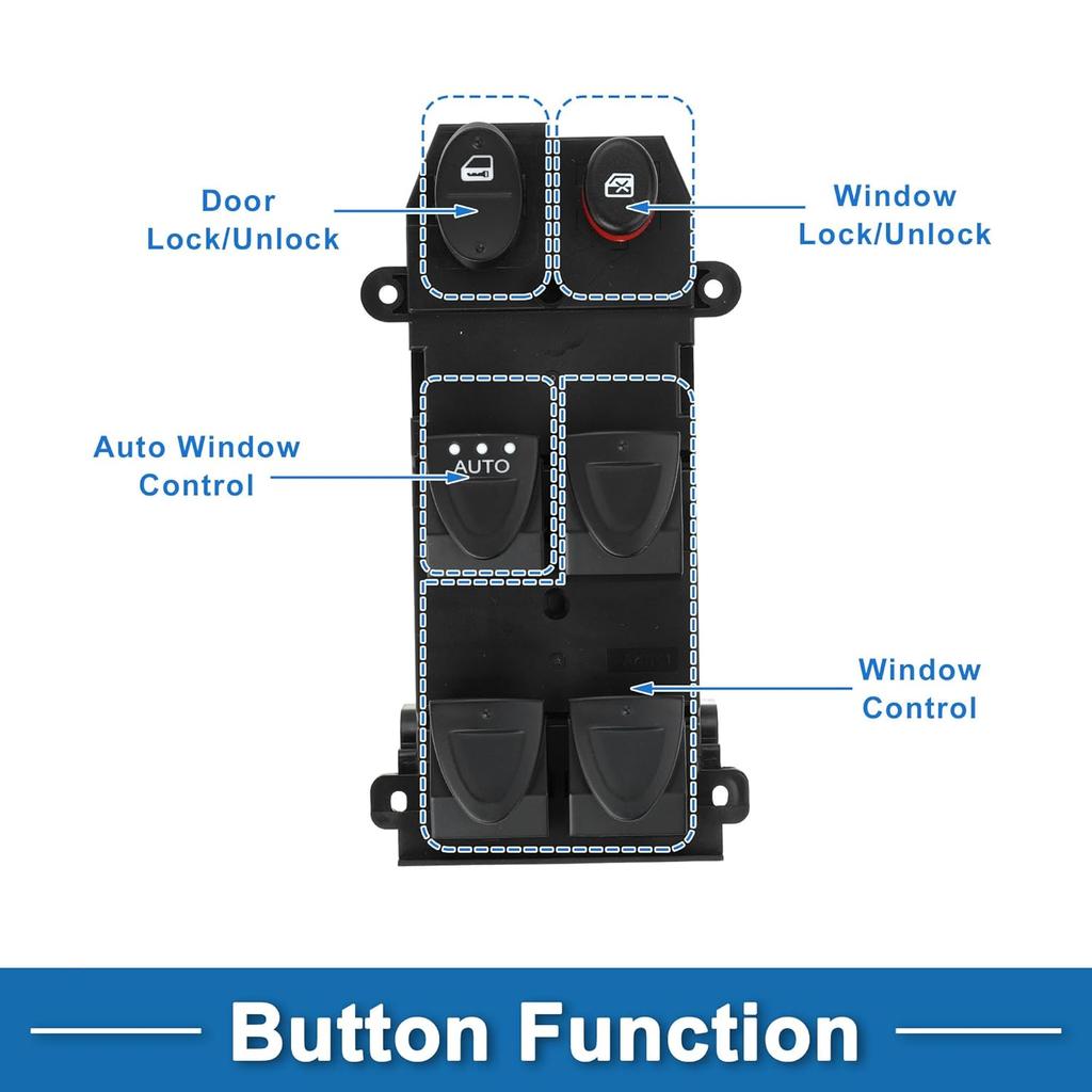 Power Window Switch No.35750SNVH51 Front Left Driver Side Window Control Switch for Honda Civic 2006-2011 Black