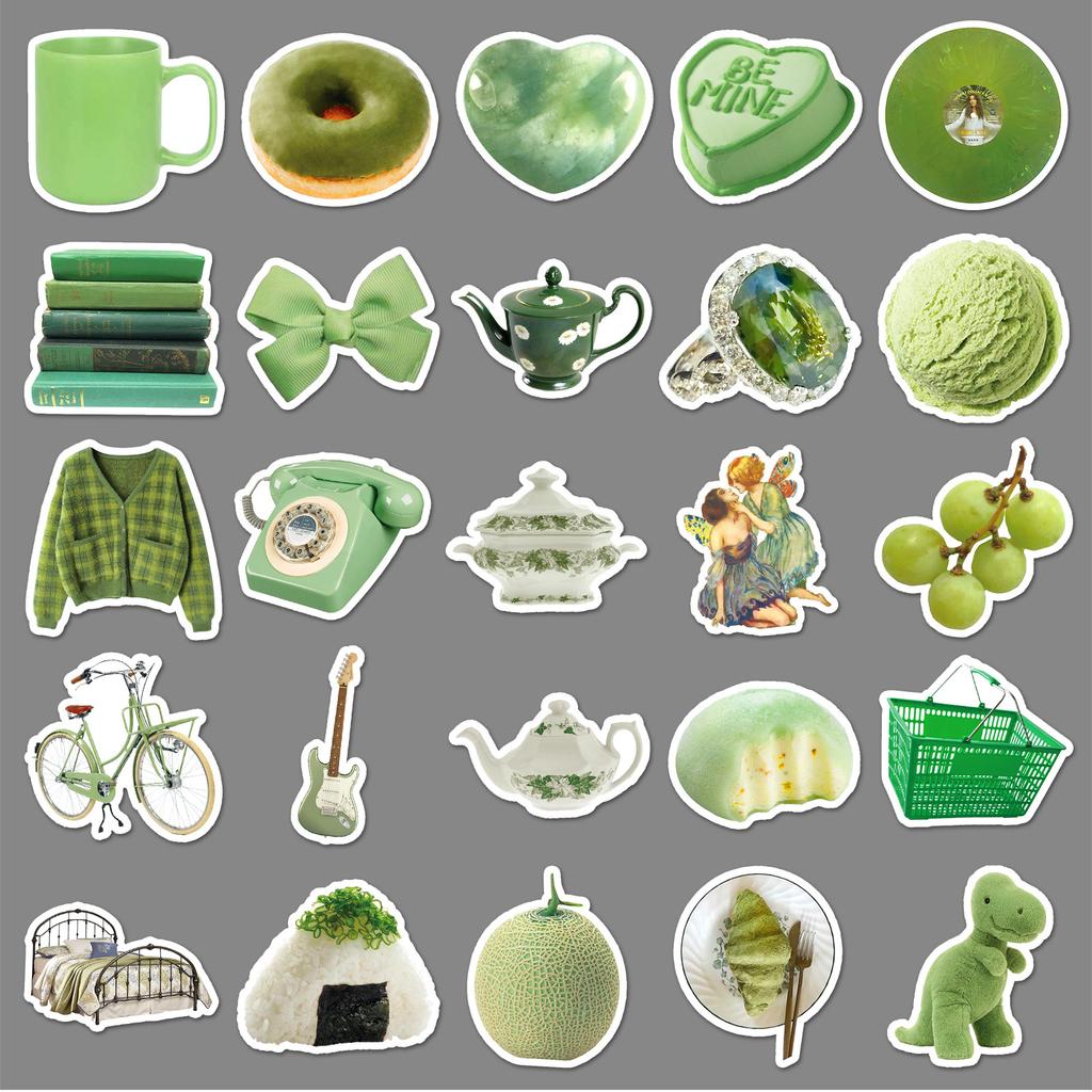 50 Green Ins Style Graffiti Stickers Small Fresh Stickers DIY Mobile Phone Case Suitcase Stickers Waterproof