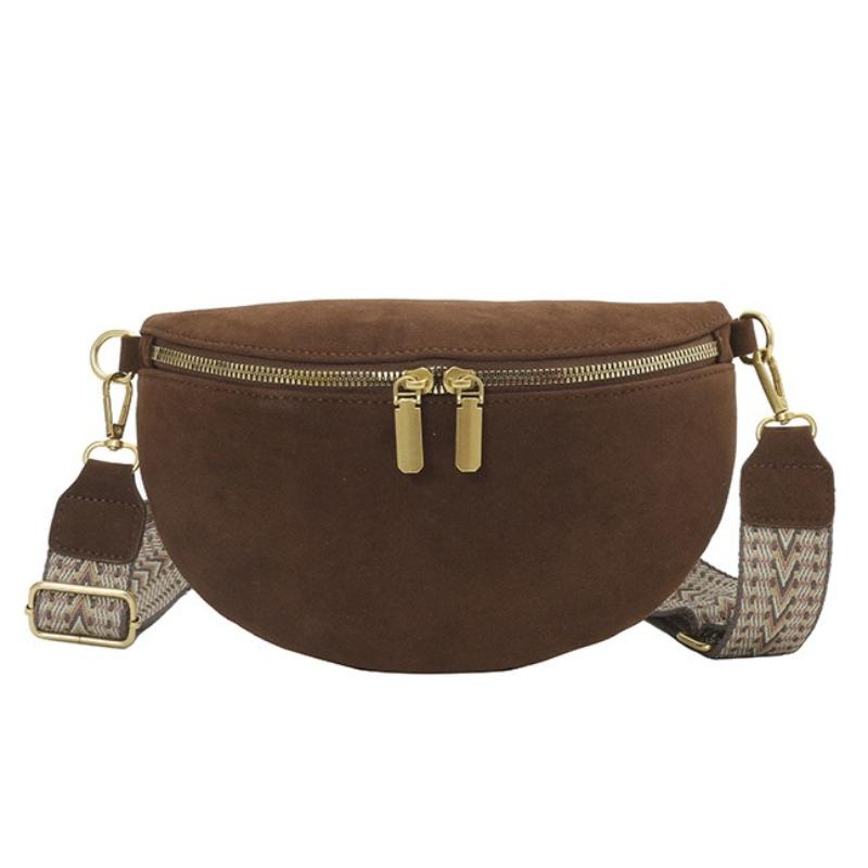 

Women s Waist Bag Multi-pocket Street Fanny Pack Faux Suede Chest Bag Fashion Wide Strap Crossbody Bag Retro Solid Shoulder Bags
