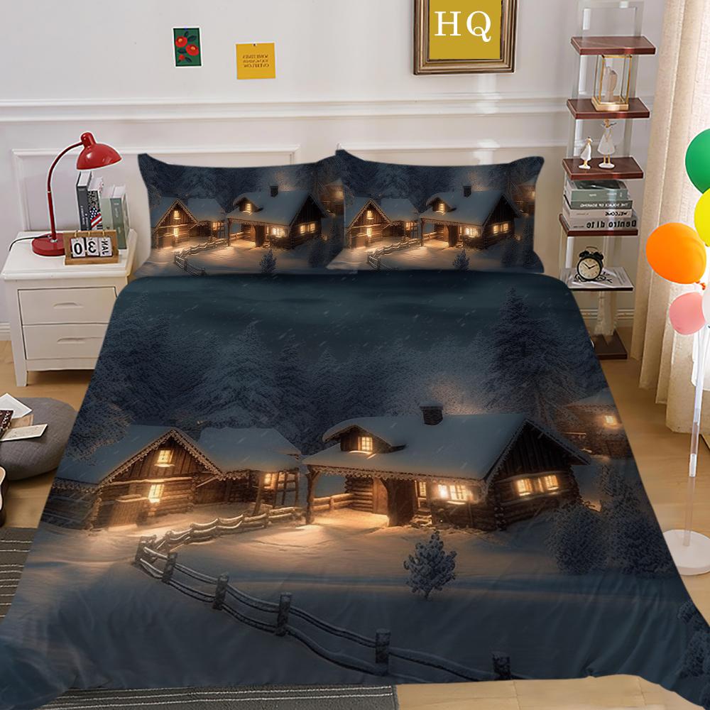 Crăciun Imprimat Home Lenjerie Queen Size Poliester Lenjerie de pat Copii Cuverturi Drăguțe de Înaltă Calitate