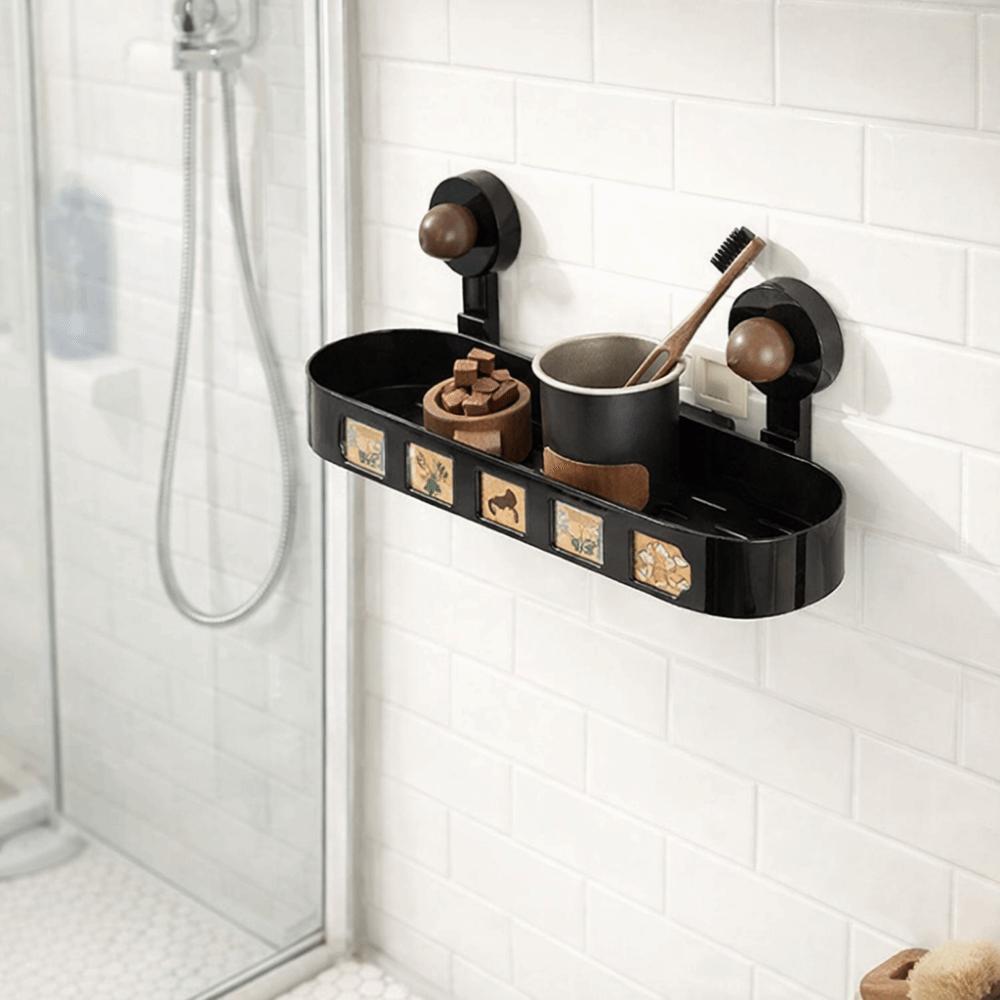 Plastic Suction Cup Storage Rack Wall Mounted Punch Free Shampoo Storage Rack Removable Space Saving Wall Hanging Storage Rack