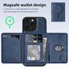 For iPhone 15 Pro Max Magnetic Case Leather Back Phone Cover with Detachable Card Bag