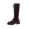 Leather platform-soled Martin boots lace-up knight boots British style heightening boots lace-up round head platform women's boots