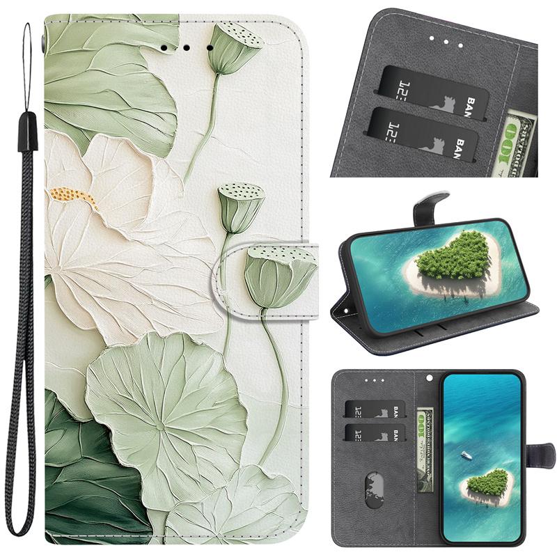 Retro Flower Case for Samsung Galaxy S26+ S25 Edge S24 Plus S23 S22 S21 FE Ultra Case Wallet Flip Stand Back Cover with Strap