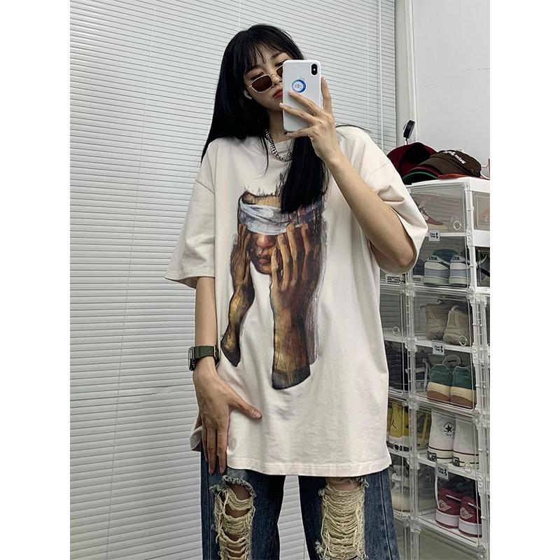 Unisex European & American Retro Print Plus Size Hip Hop T-shirt