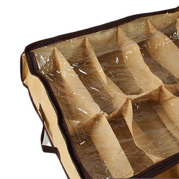 12-Fächer Transparenter Schuh-Organizer - Faltbare, Staubdichte & Feuchtigkeitsbeständige Schuhaufbewahrungsbox für Schlafzimmer Unterbett Schuh-Organizer