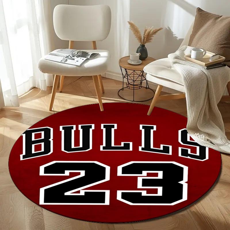 Customizable Chicago Bulls Round Non-Slip Carpet - Ideal for Garden, Picnic, Office, Perfect for Decoration, Suitable For All Seasons