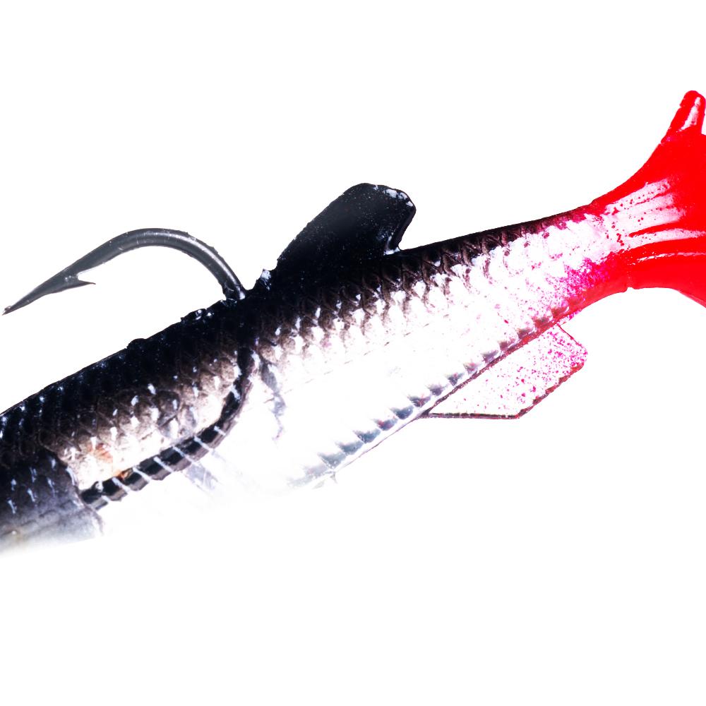 14CM Shad Soft Swimbait Jig Head Lure 8G Pre-Rigged Pinfish Lure Swimbait with Ultra Hook Paddle Tail Lure for Saltwater Fres