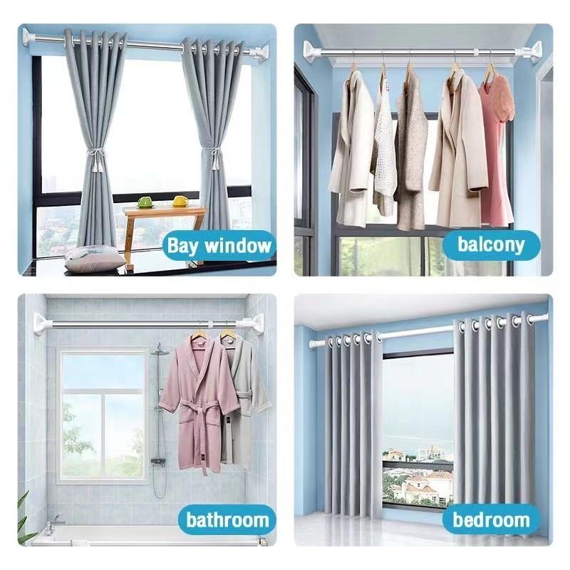 Carbon Steel Thick Telescopic Rod No Drilling Adjustable Length 30Cm To 120Cm For Hanging Clothes Curtains Bathroom Bedroom