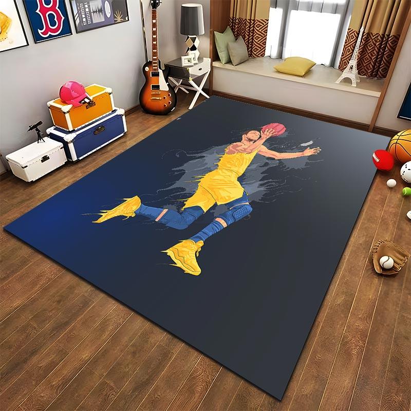 "Basketball Player Graphic Carpet with Blue and Yellow Design" Suitable for use as an anti-slip for living room bedroom sofas