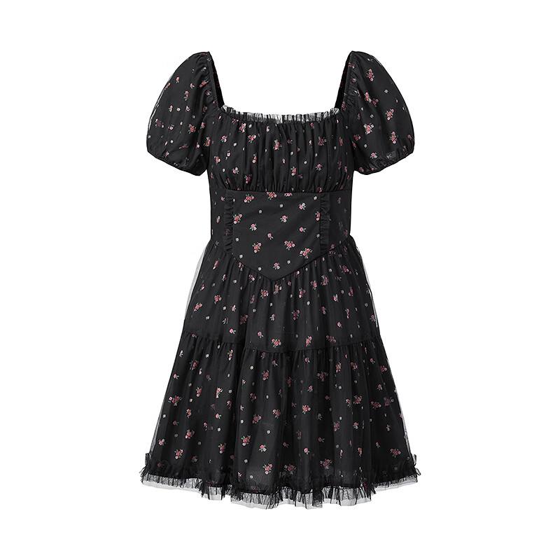 

LEDIN French Style Mesh Print Mini Dress S