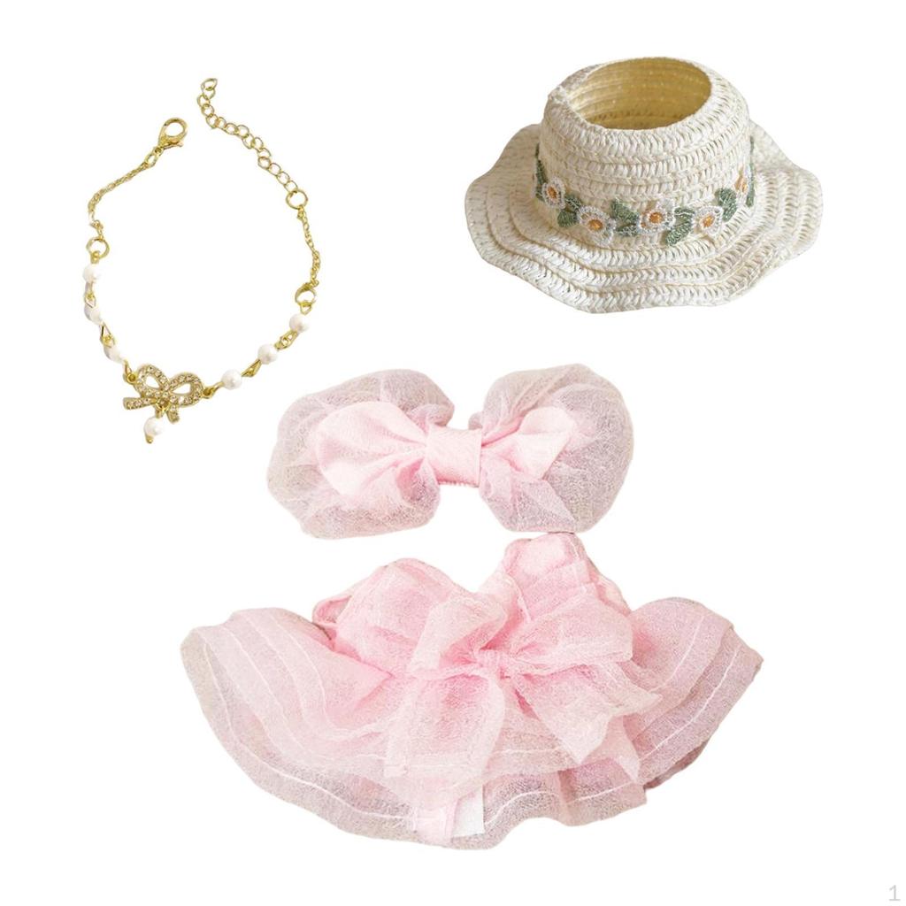 Girl Doll Clothes Bow Headdress Decor Tulle Dress Set for Dolls Age 57 810 Style A