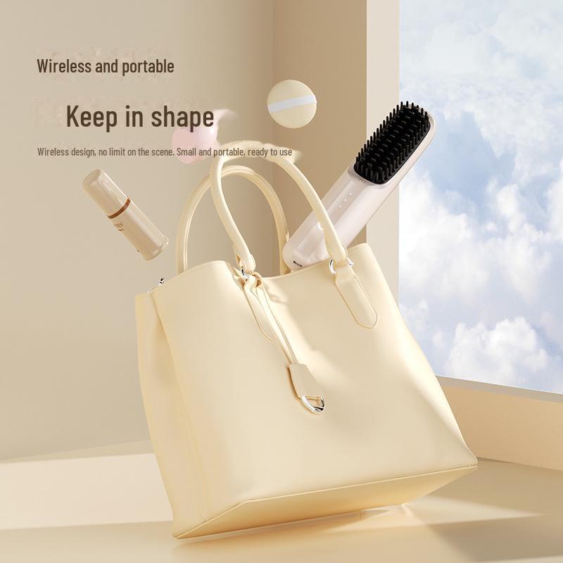 Wireless USB Ceramic Negative Ion Hair Straightening Comb: Portable Soft Hair Care Tool