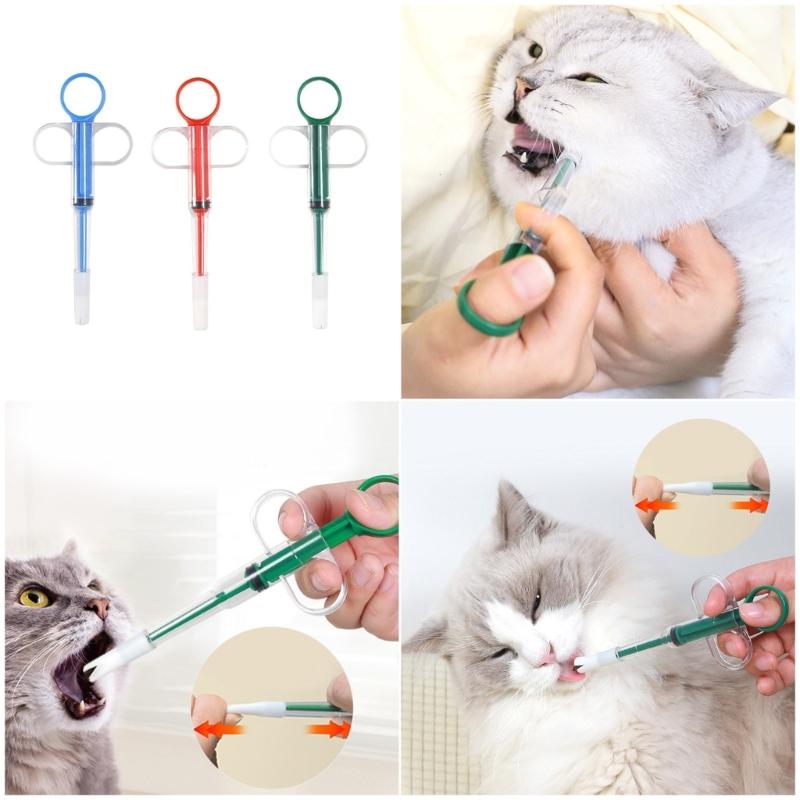 2 Piece Portable Pet Medication Device Soft Silicone Feeder Accurate Dosing System For Travel Friendly Use