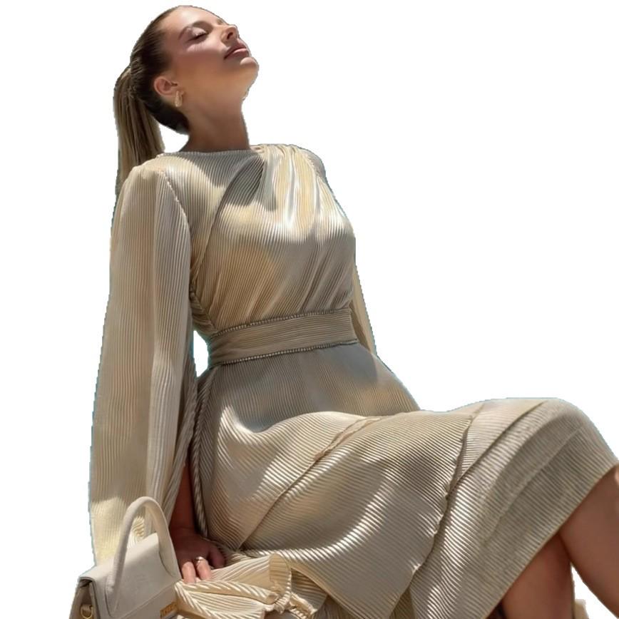 2025 Summer European & American Cape Bandage Waist-Slimming Dress