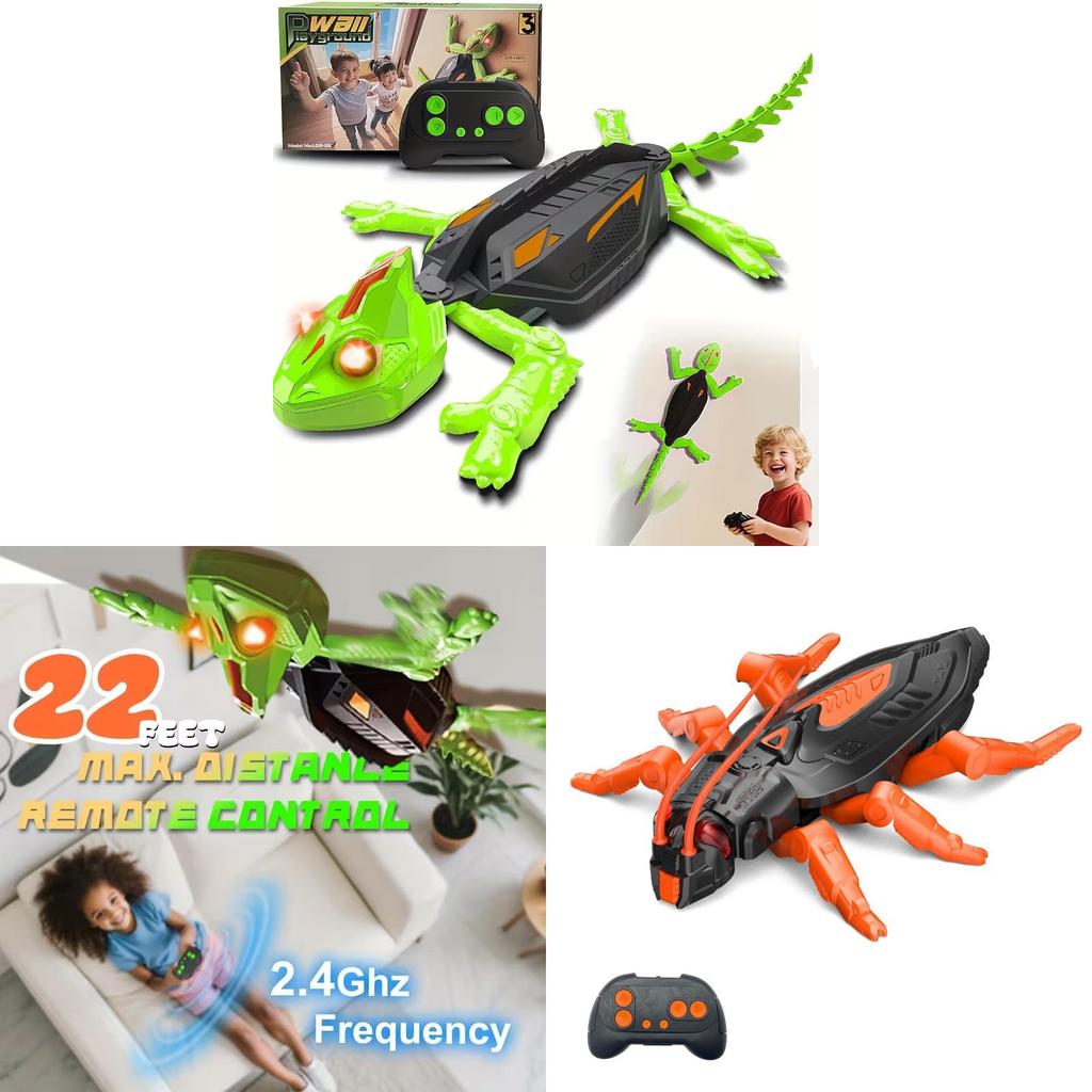 Wireless Remote Control Wall Climbing Lizard Toy With Led Design For Kids