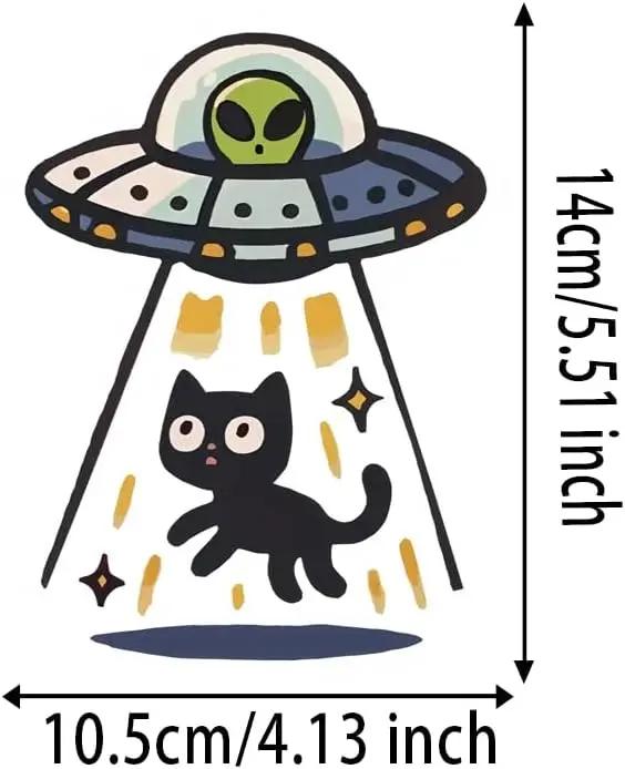 Cute UFO Cat Waterproof Sticker, Durable Easy Apply Vinyl Decal for Car Motorcycle Laptop Luggage