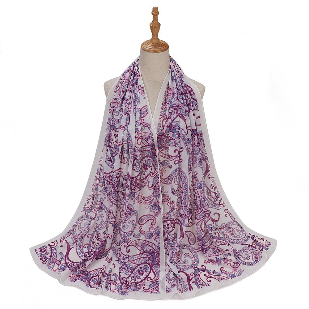 New Designs Printed Hijab Chiffon Scarfs For Women Scarves Muslim Fashion Turbans Malaysian Muslim Hijabs Wraps Ramadan Turban