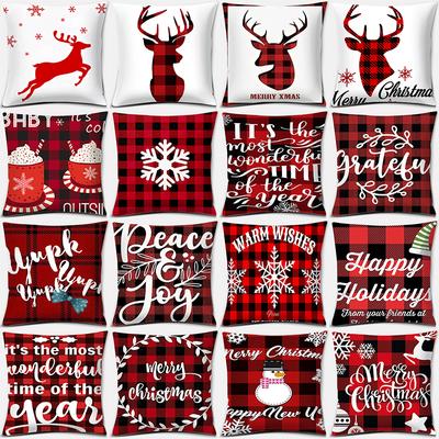 Christmas Gifts, Santa Claus, Deer, Christmas Greetings, Merry Christmas Series Pattern Pillowcase Party Pillowcase Decoration