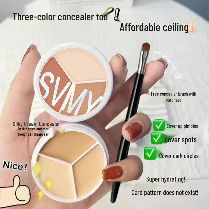 SVMY Three-Color Concealer: Covers Blemishes, Acne Scars, Dark Circles, Tear Troughs, Long-Lasting, Smudge-Resistant Multicolor Contour.