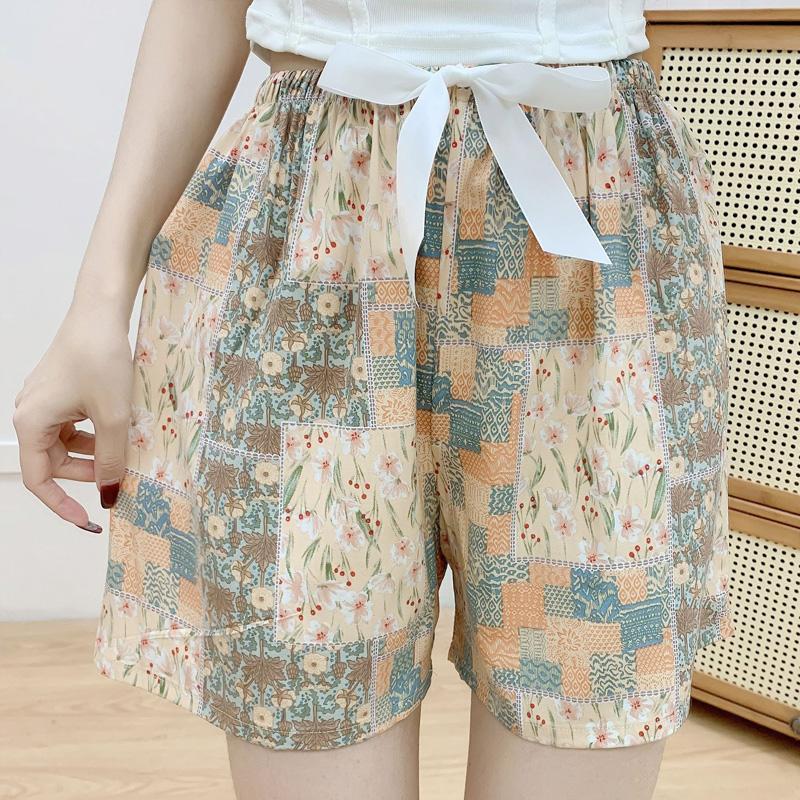 1PC Home Pajamas Lounge Bottom Women Sleep Shorts Cotton 2025 Casual Shorts NEW Floral Printing Plus Size Beach Hot Pants Loose