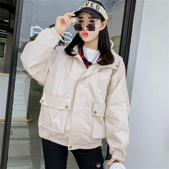 

2023 Korean Style Women s Loose Short Jacket - Spring/Autumn Versatile Student BF Mori Workwear Beige