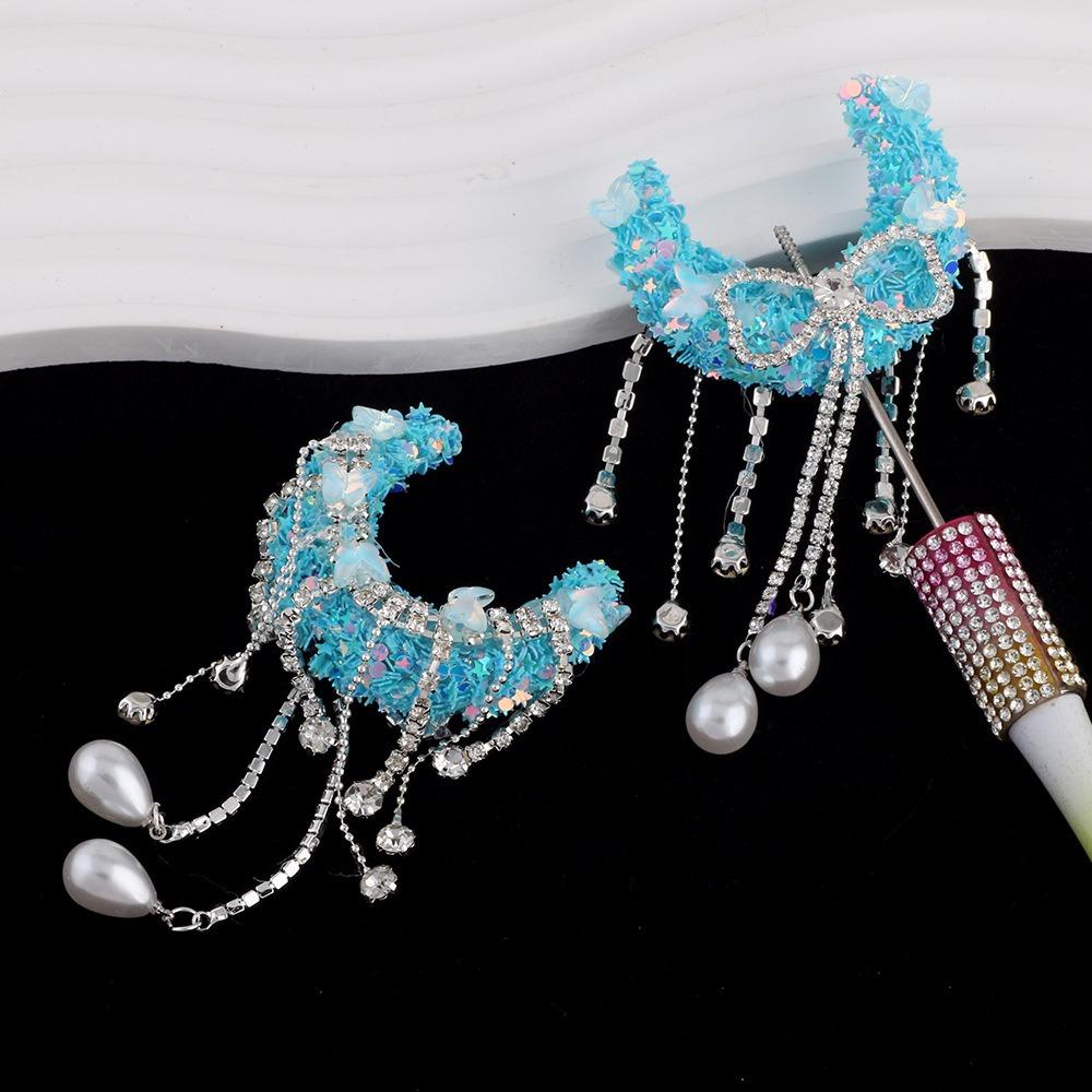 

Acrylic Keychain Pendant Moon Shape Jewelry Accessories For DIY Jewelry and Accessories Blue